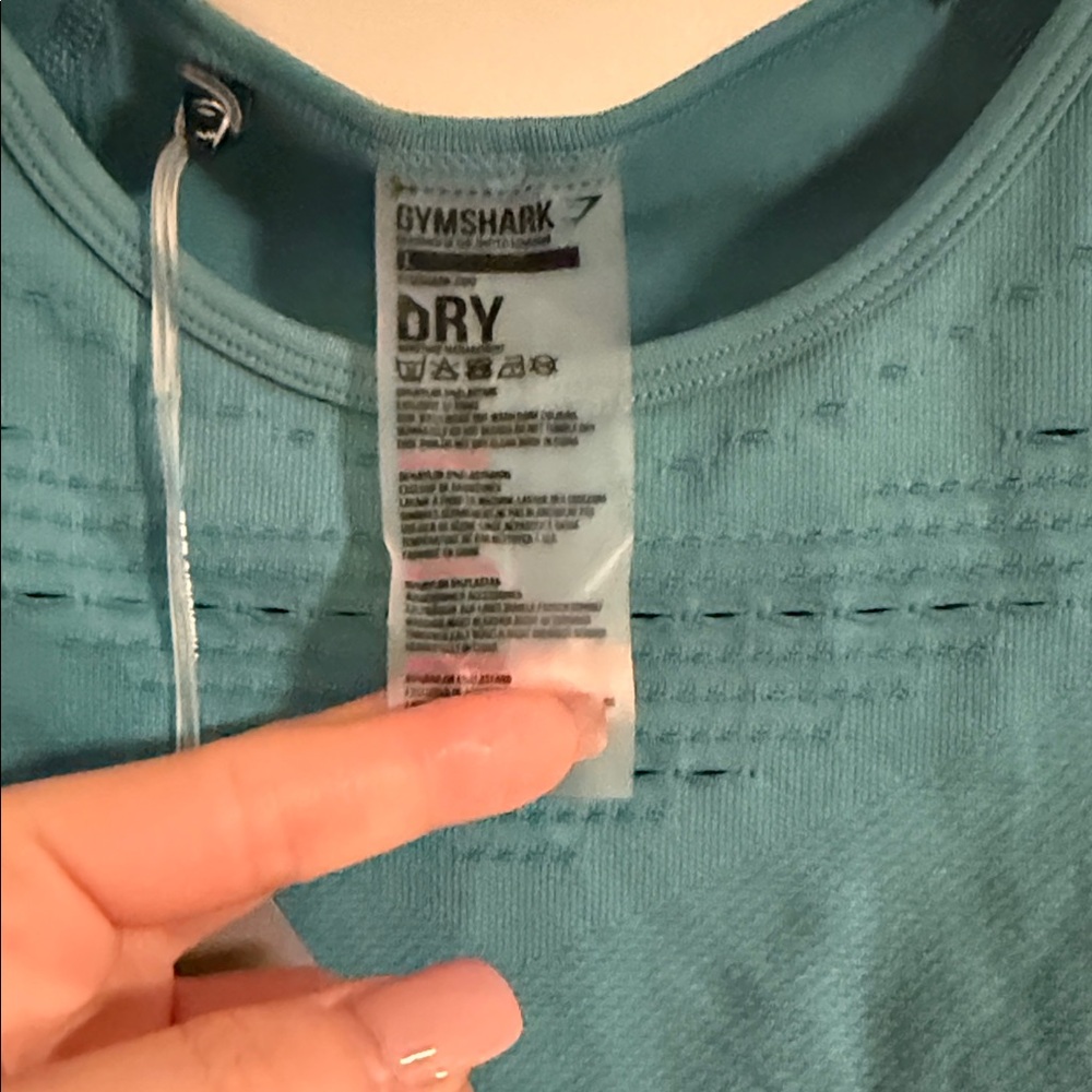 Gymshark Dusky Teal Flawless Knit Long Sleeve Crop Top Size Large NWT - Picture 3 of 7